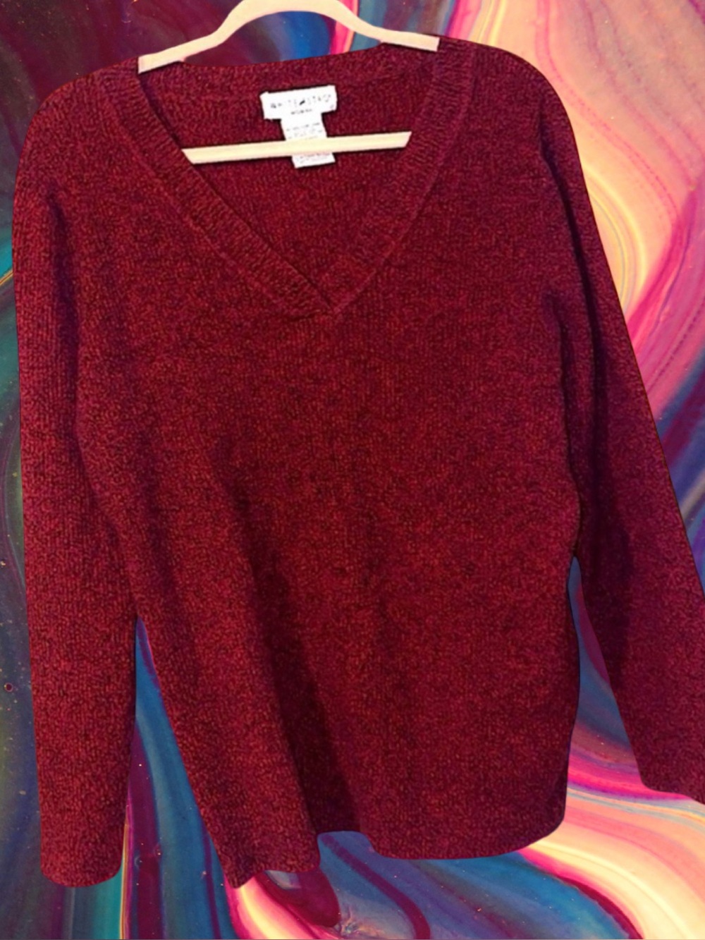 🆕White Stag Women’s plus-size Red long-sleeve Knit v-neck Sweater❤️❤️3X